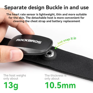 ROCKBROS HRM812 โมเดลตรวจวัดอัตราการเต้นหัวใจแบบบลูทูธและ ANT+ Dual Mode อายุการทำงานของแบตเตอรี่นานถึง 800 ชั่วโมง และกันน้ำได้