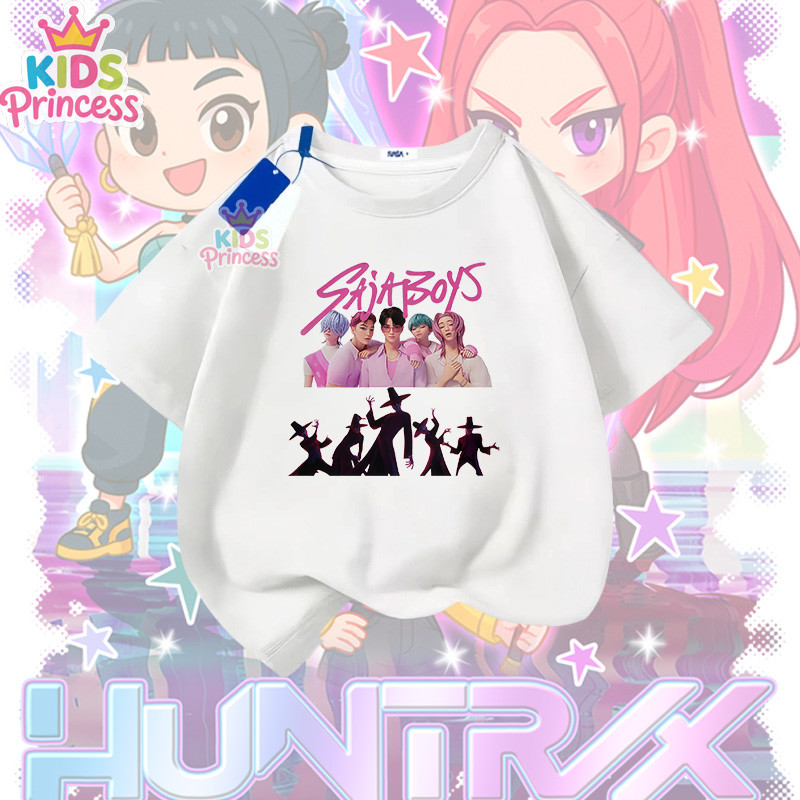 COD (จัดส่งตลอด 24 ชั่วโมง) Kpop Demon Hunters ผ้าฝ้าย 100% เสื้อเชิ้ต 90-150CM N239