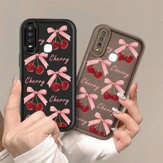 TPU ซิลิโคนนุ่มเคสโทรศัพท์สําหรับ VIVO Y12 1940 1906 1904 1902 1901 Y17 Y15 Y12i Y3S2020 Y11 Y20 Y20S Y20T Y12S Y11S Y11S Y20i Y12A แฟชั่นเชอร์รี่โบว์ป้องกันกรณีเชอร์รี่