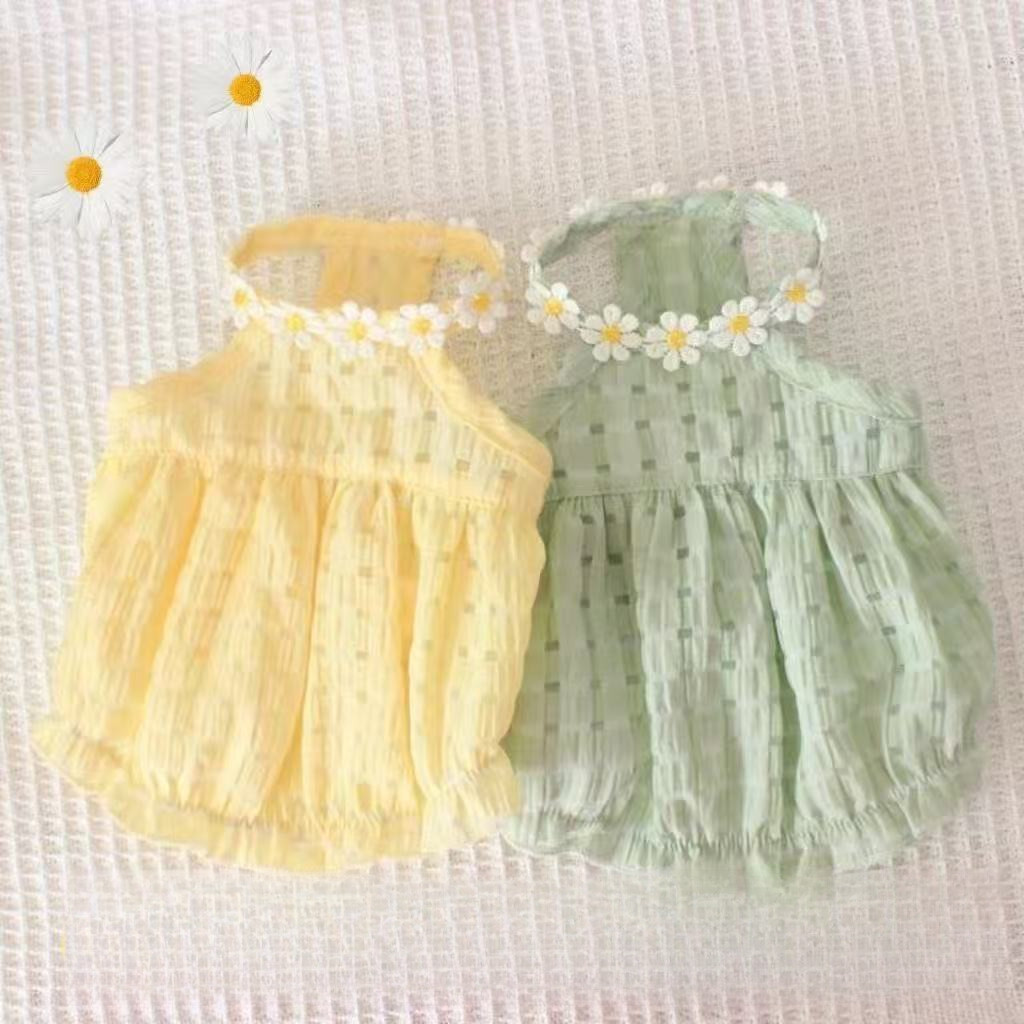 กระโปรงเสื้อผ้าแมว | กระโปรงสายเดี่ยวฤดูร้อน | เสื้อผ้าแมวระบายอากาศได้ดี ใส่สบาย น่ารัก