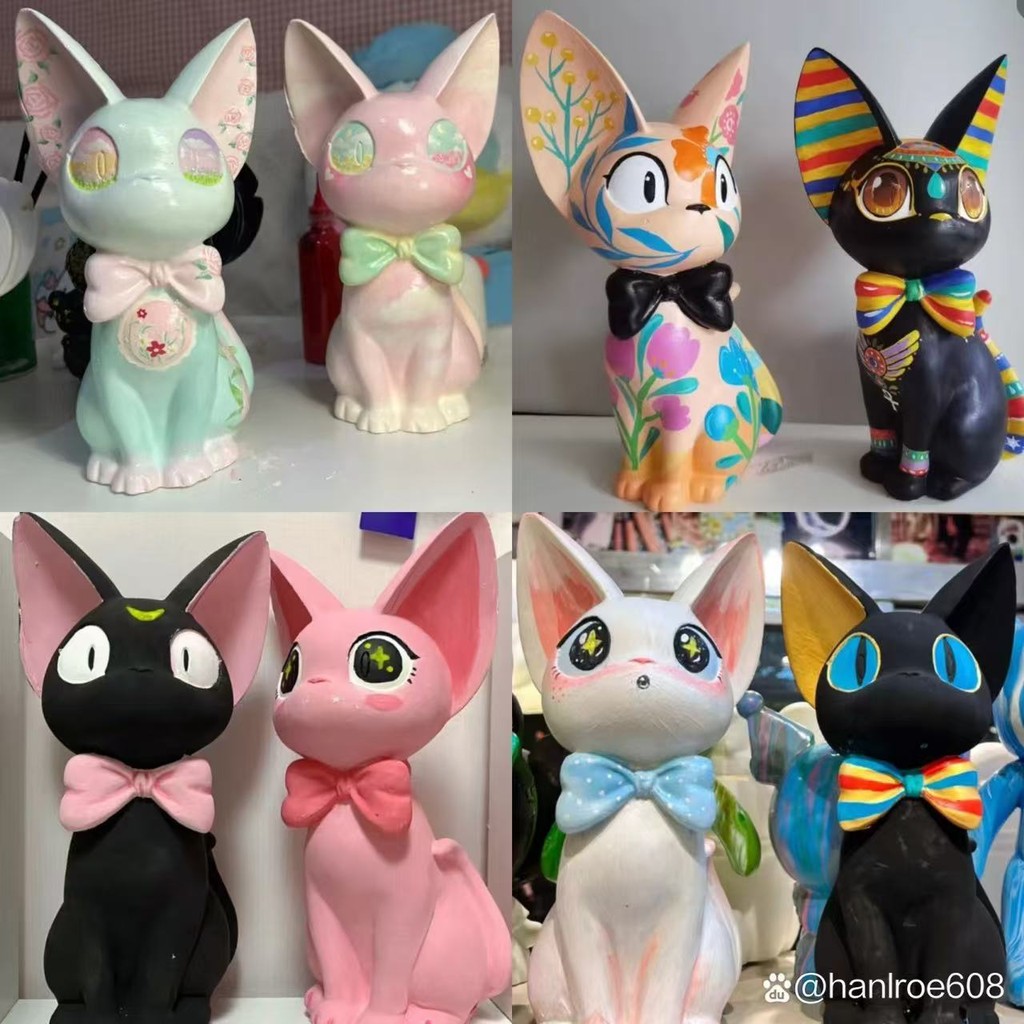 Medium Gigi Cat พลาสเตอร์ตุ๊กตาระบายสีตัวอ่อนสีขาวทาสี Graffiti diy Handmade เด็กสามมิติของเล่น Porc