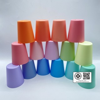 S4 แก้วน้ำดื่มสีพาสเทล แก้วน้ำพลาสติกหลากสี (1 แพ็ค= 10 ใบ ต…