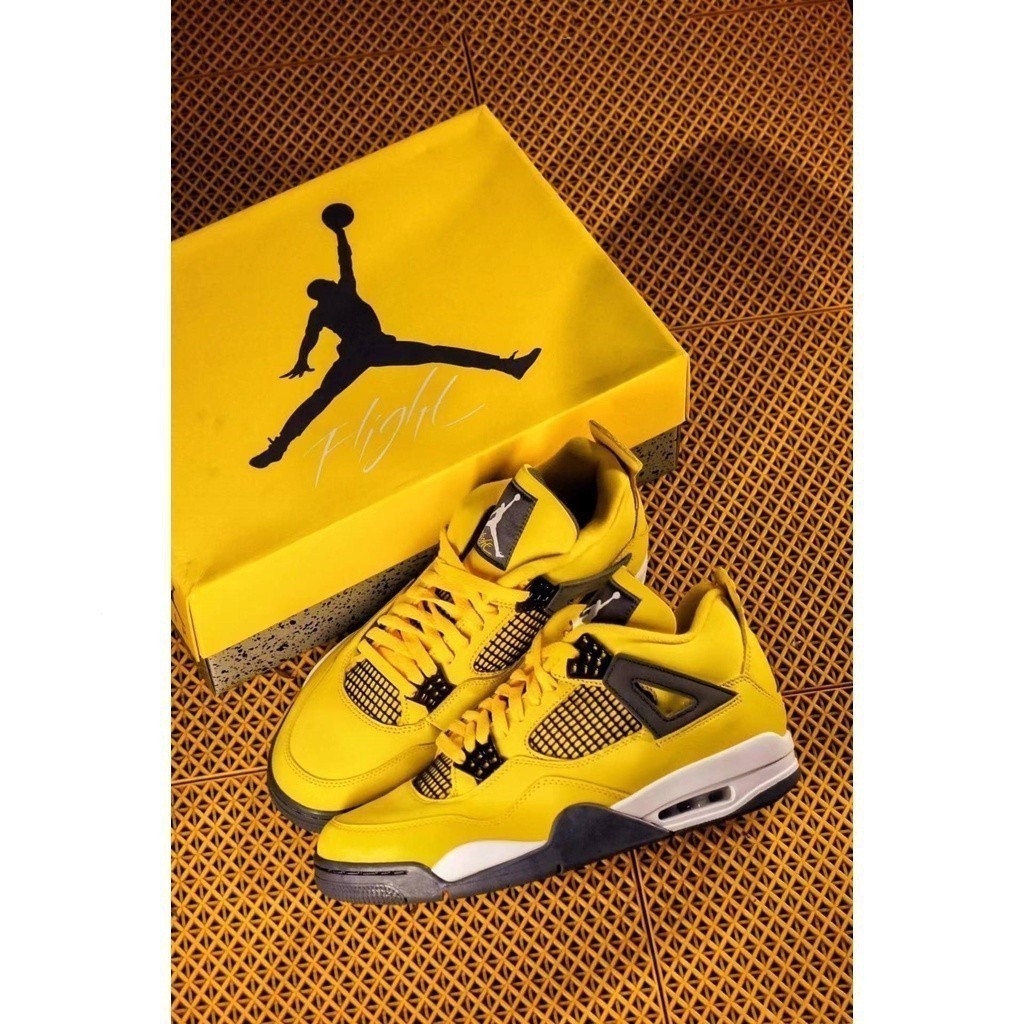 Nk air jordan 4 Retro Journey Yellow ชุดกีฬาผู้ชาย Low-Top