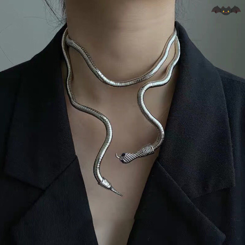[PE] Punk Gothic สร้อยคองู Choker สร้อยข้อมืองูแบบปรับได้ยืดหยุ่นห่อคอเครื่องประดับอเนกประสงค์สําหรับผู้หญิง TH