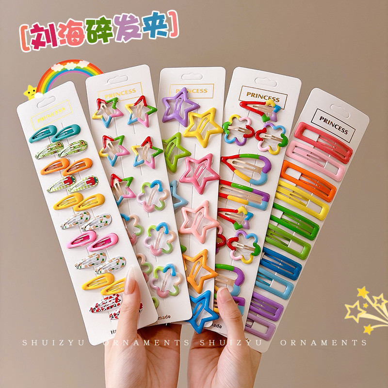 12 ชิ้น/เซ็ตสีสัน Star กิ๊บติดผมสําหรับเด็กแฟชั่นเกาหลีน่ารัก Y2K สไตล์ Hairpins เครื่องประดับผม