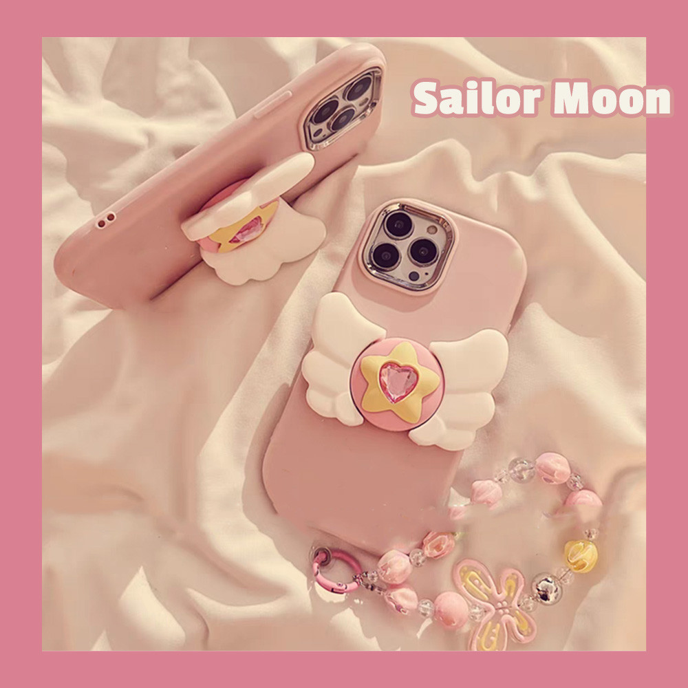 น่ารักเซเลอร์มูน Magic Stick ผู้ถือสมาร์ทโฟนเคสโทรศัพท์สําหรับ IPhone 15 14 13 12 11 15 Pro Max X XS Max XR อุปกรณ์กันกระแทกฝาครอบหน้าจอ
