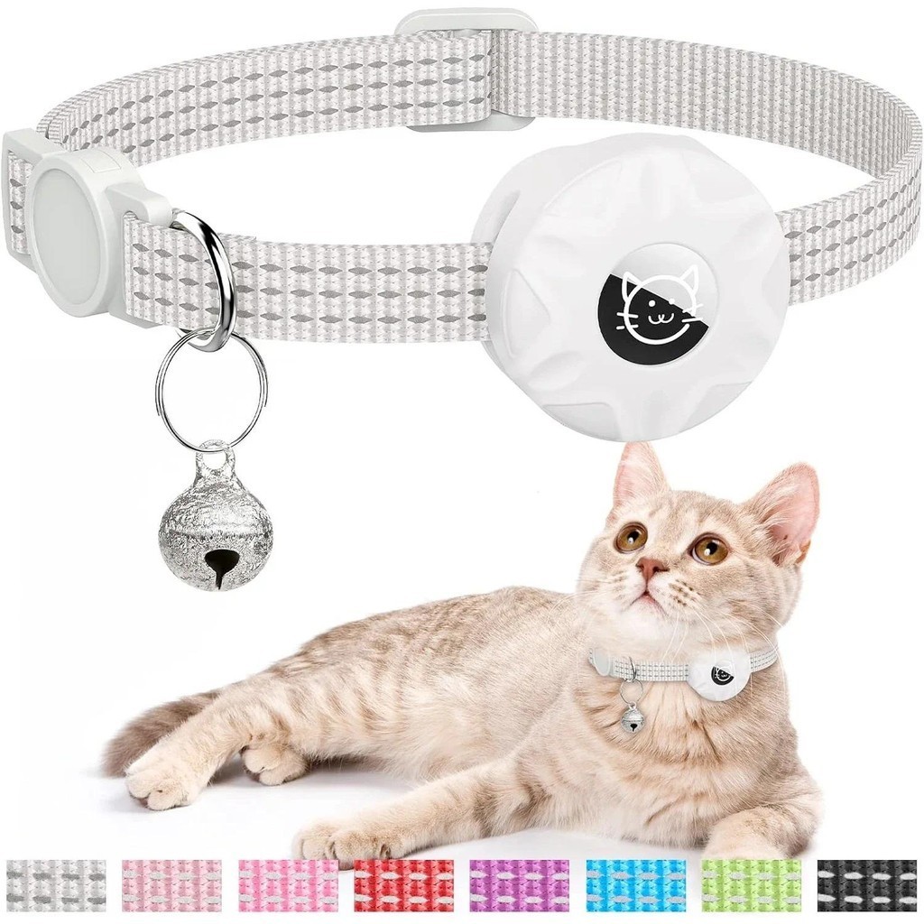 สําหรับ Apple airtag ปลอกคอแมว, Air Tag ปลอกคอสัตว์เลี้ยงพร้อม airtag Holder และ Bell สะท้อนแสง GPS ลูกแมวสําหรับเด็กผู้หญิงแมว gatos