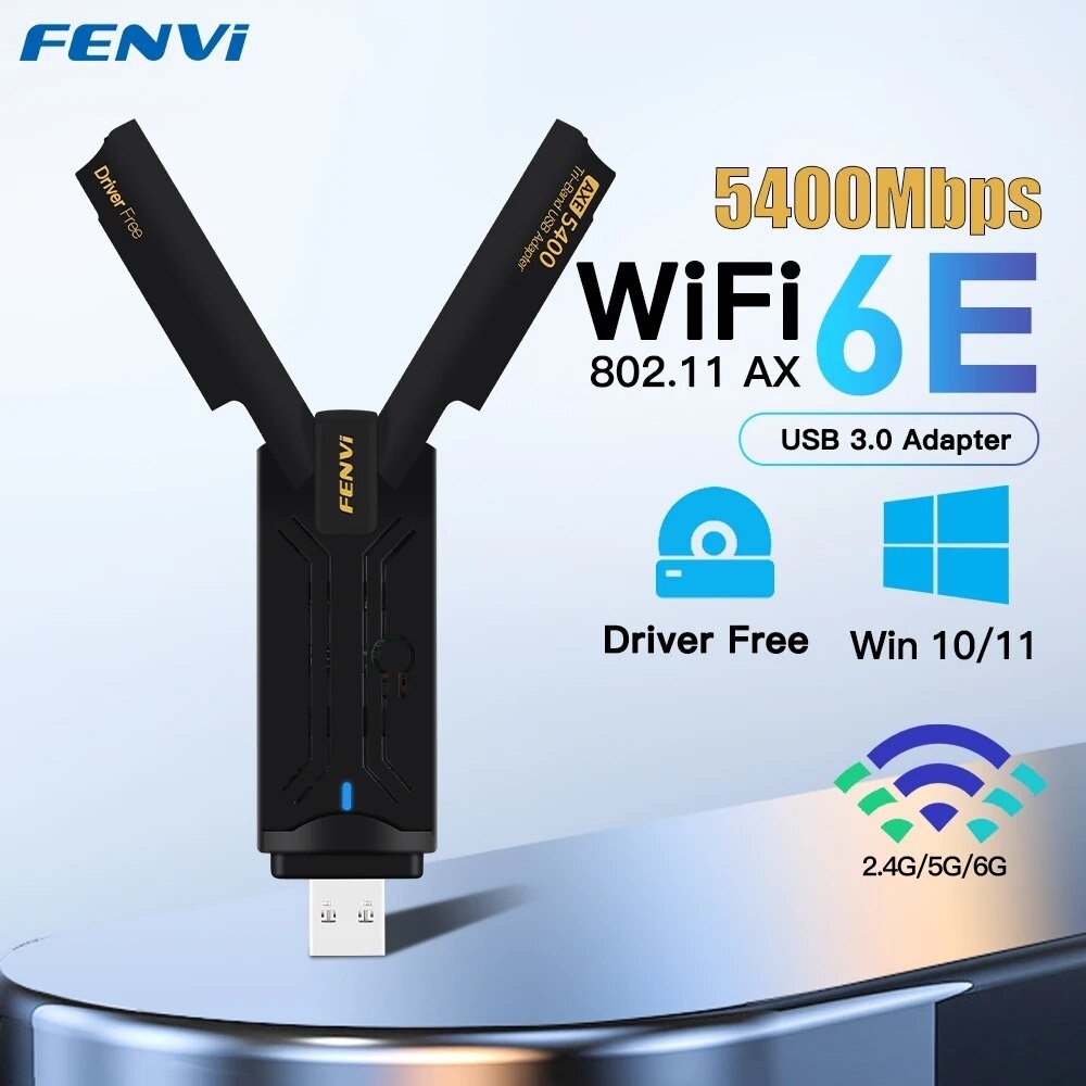 FENVI AX5400 WiFi 6E อะแดปเตอร์ USB Dongle Tri Band 2.4G/5G/6GHz USB3.0 WiFi 6 การ์ดเครือข่ายเสาอากา