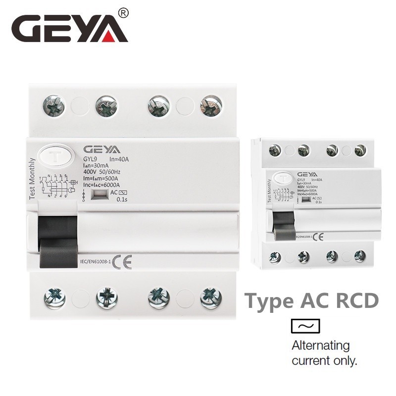 ✥GEYA GYL9 Type AC Electro magnetic Breaker ELCB RCCB Electric 3P N 25A 40A 63A 80A 100A RCD 30mA 10