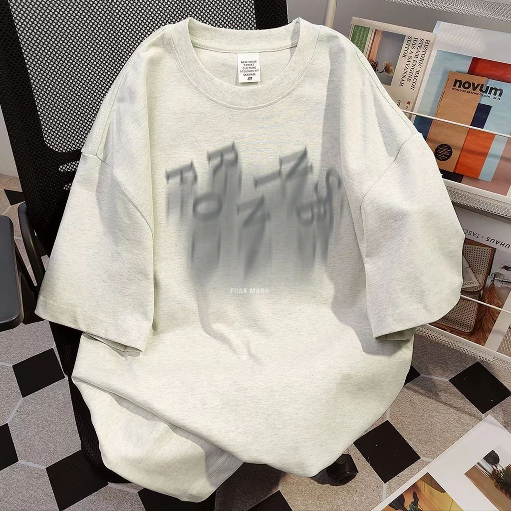 จัดส่งตลอด 24 ชั่วโมง）HY เสื้อวินเทจผู้หญิง oversize สไตล์เกาหลี เสื้อยืดโอเวอร์ไซส์แขนสั้นคู่รัก ใส่ได้ทั้งชายและหญิง39
