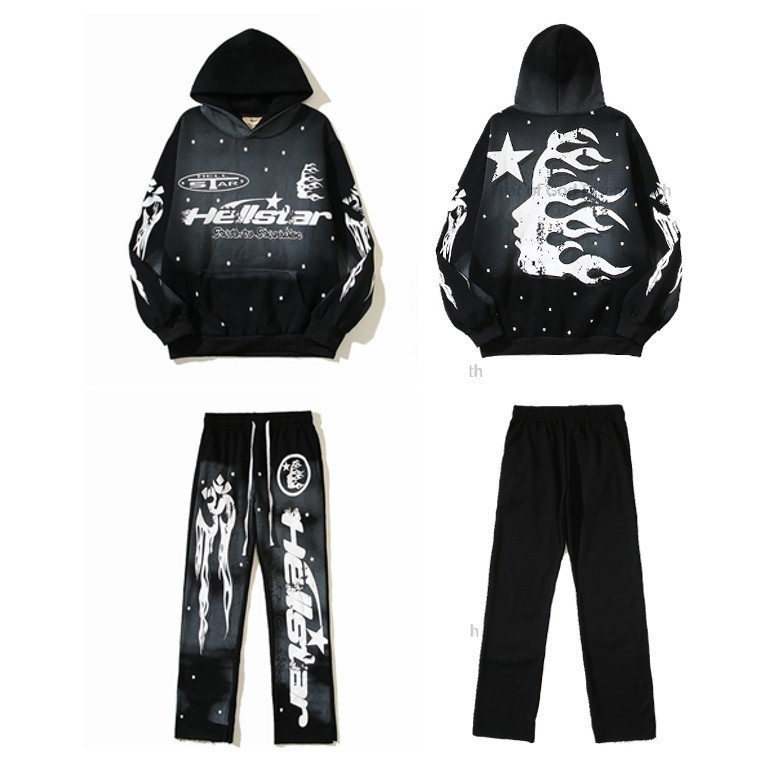 High street ใหม่ 2468#* Hellstar เสื้อกันหนาวมีฮู้ดคุณภาพสูงขายส่งจากผู้ผลิตชายและหญิง