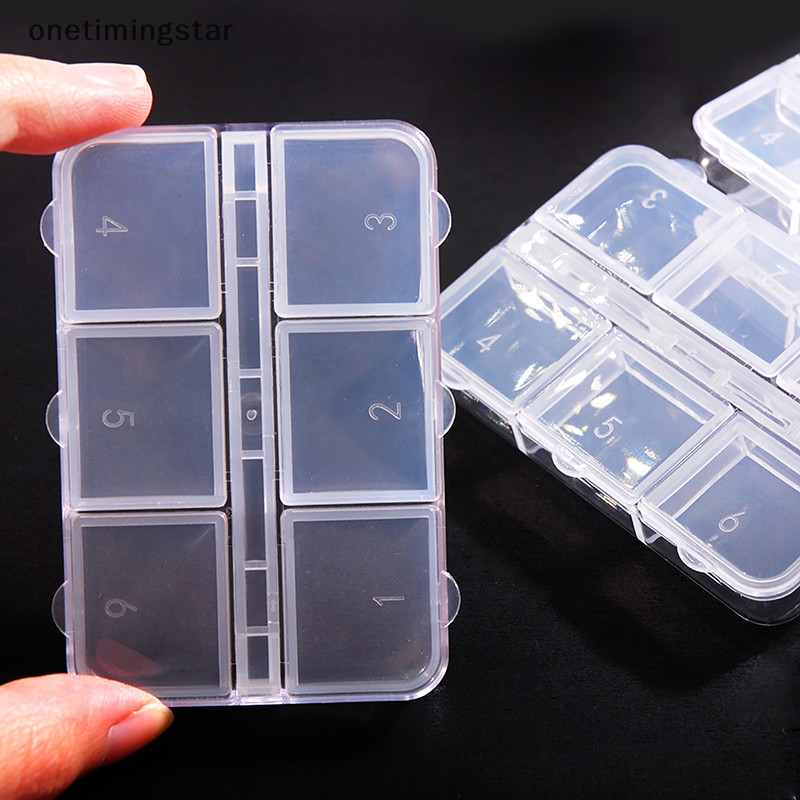 Onetimingstar 6 กริดกล่องเก็บพลาสติกช่องเครื่องประดับสร้อยคอโปร่งใส Organizer กรณีผู้ถือ Craft Organ