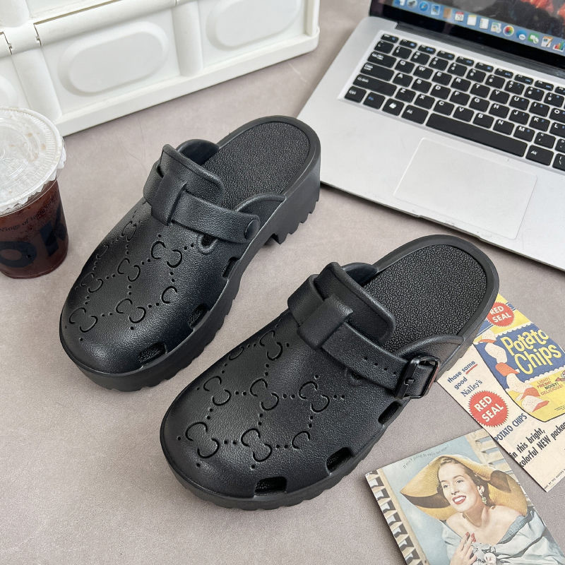 Paranolia I สุภาพสตรีฤดูร้อนใหม่แฟชั่นหวาน Anti slip บ้านด้านล่างหนา Baotou รองเท้าแตะเย็น