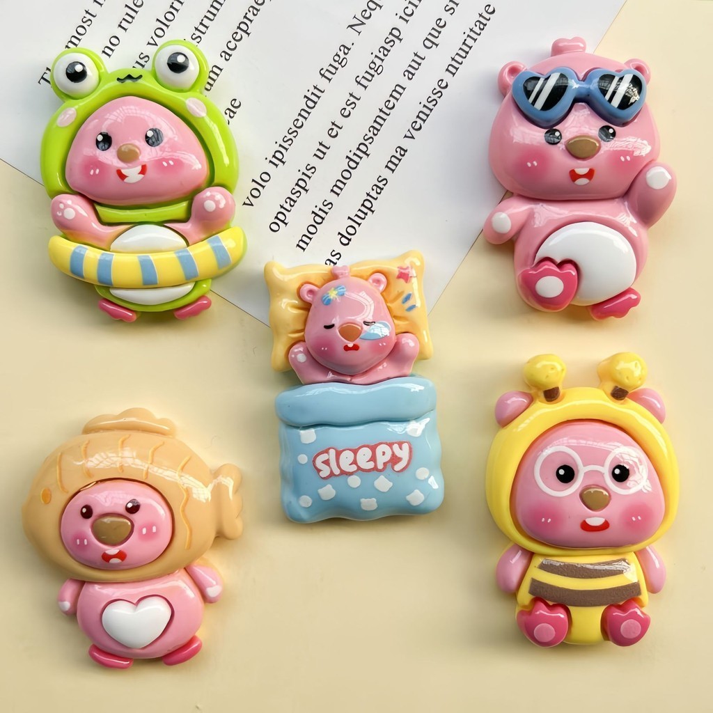 การ์ตูนขนาดใหญ่ Beaver Cross-Dressing Childlike Handmade diy ครีมกาวเรซิ่นอุปกรณ์เสริมตู้เย็นสติกเกอร์คลิปผมเครื่องประดับวัสดุ