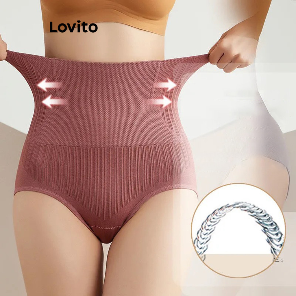 Lovito กางเกงกระชับสัดส่วนผู้หญิง เบสิก สีพื้น สไตล์เซ็กซี่ LNE59293