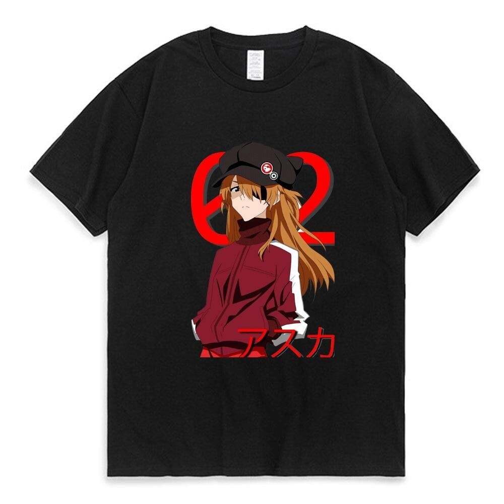 HOT เสื้อยืดผ้าฝ้าย 2023 Anime Evangelion Eva Asuka Risoli Cosplay T Shirt For Men And Women Summer 