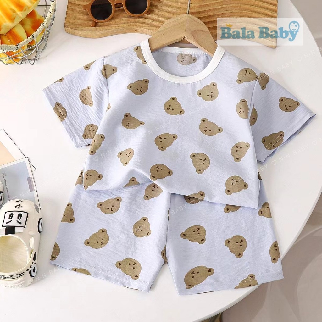 ชุดนอนแขนสั้น ขาสั้น ชุดนอนเด็ก เซท 2 ชิ้น ผ้าบางๆใส่สบาย Size 73-120 cm DXT51 - 6