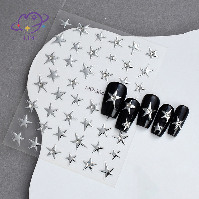 [mayhome] 3d ไม่สม่ําเสมอ Pentagram พร้อมสติ๊กเกอร์ติดเล็บ Rhinestone Y2K Satr สติ๊กเกอร์ติดเล็บ Starlight Charm ฟอยล์ตกแต่งกาวในตัว {TH}