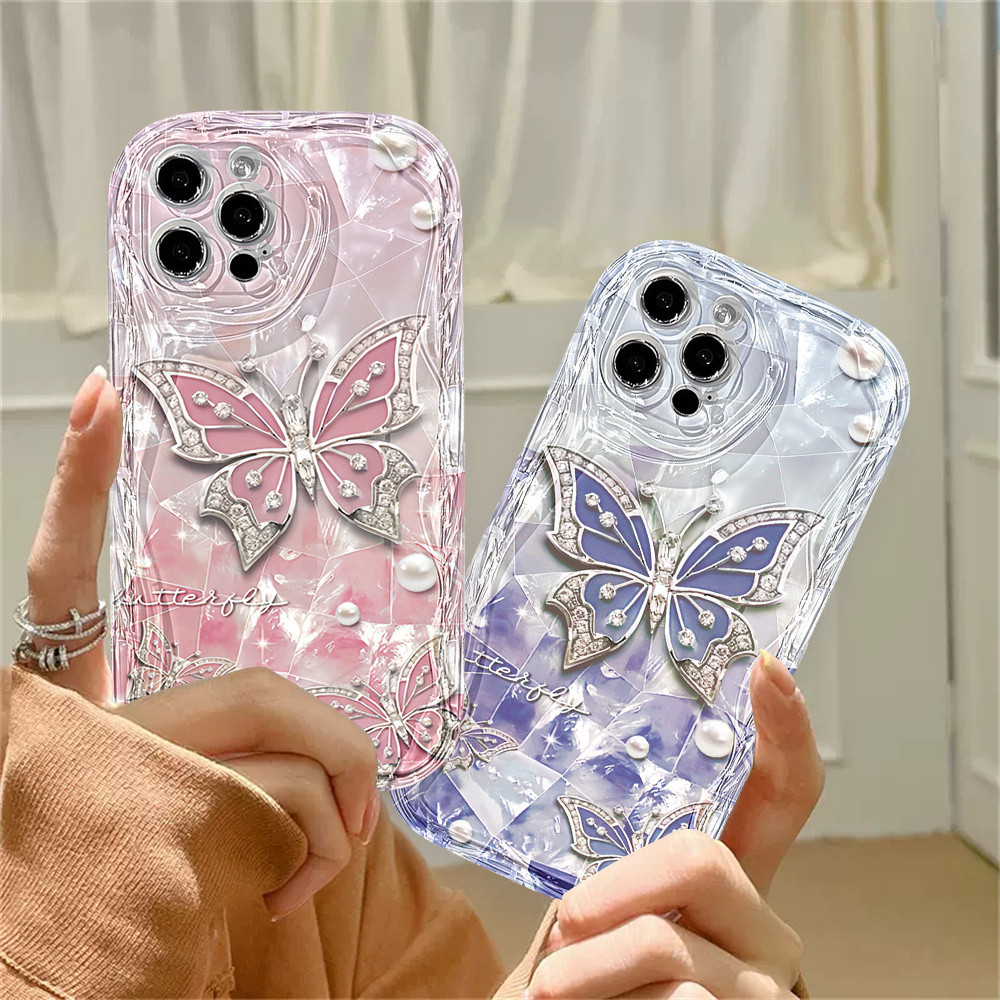 เคสสําหรับoppo A17 A17k A16 A16s A54s A5s A12 A9 A3S A54 A1K A7 A77s A16K A16E A52 A92 A31 A53 A53 A53 A5D Soft Wave 8Tกรณีผีเสื้อ