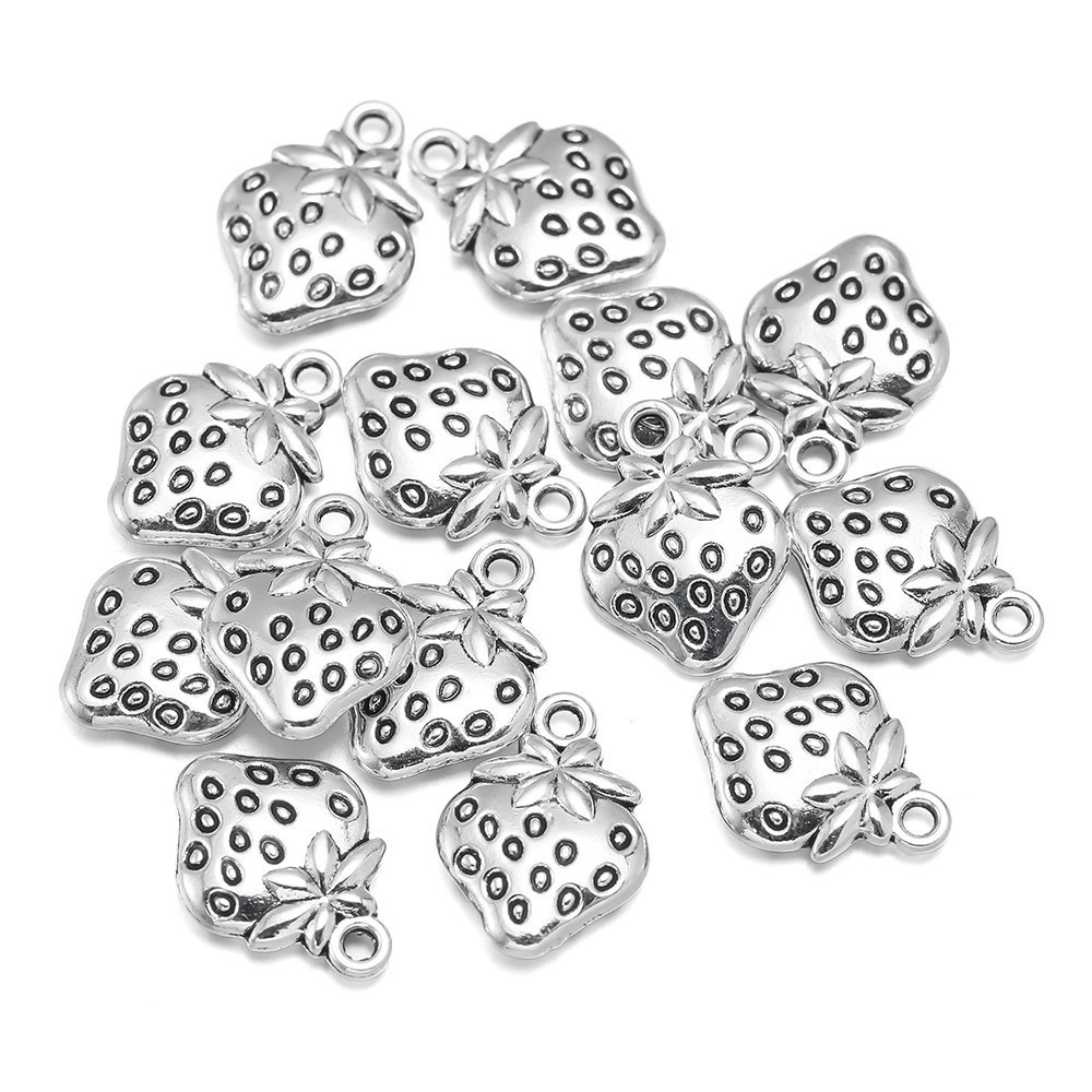 St. kunkka 5-20 ชิ้นโลหะผสมจี้สตรอเบอร์รี่ Retro Silver จี้สตรอเบอร์รี่สําหรับ DIY เครื่องประดับจี้ทํา