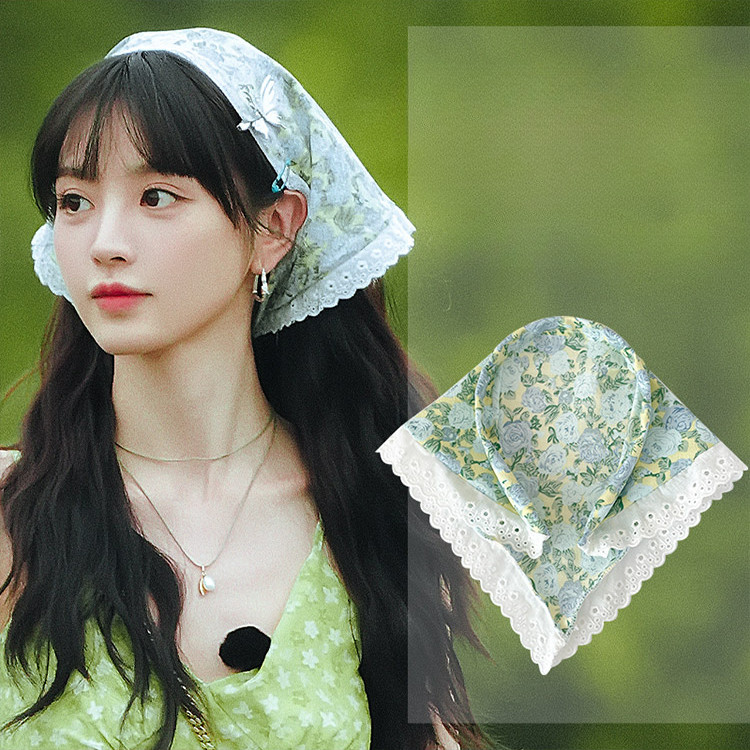 ที่คาดผมลายดอกไม้พิมพ์ลายสามเหลี่ยมห่วงผมอุปกรณ์เสริม หมวก สําหรับสาวหวาน