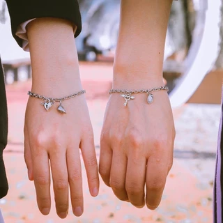 พร้อมส่งร้านไทย 📌เซ็ทละ 2 ชิ้น ได้ 1 คู่ สร้อยข้อมือ สร้อยข้อมือคู่ กําไลข้อมือคู่รัก จี้รูปหัวใจ เครื่องประดับ B84/B61