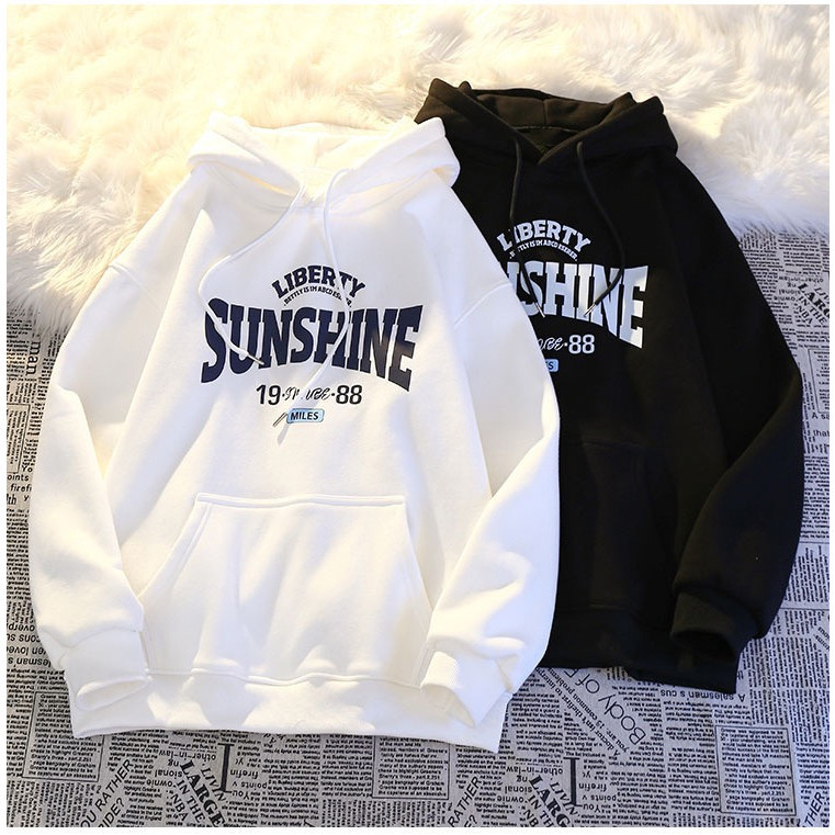 PX เสื้อฮู้ดกันหนาว ผ้าสำลีอย่างดี นิ่มสบายผิว เสื้อฮู้ดแขนยาว ลาย SUNSHINE ใส่ได้ทั้งผู้ชายและผู้หญิง good quality😎