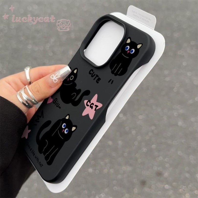 Iphone 15 Pro Max 14 Pro Max 13 Pro Max 12 Pro Max 11 Pro Max 14 15 Plusเคสโทรศัพท์การ์ตูนน่ารักแมวดําคู่ฝาครอบโทรศัพท์นุ่ม