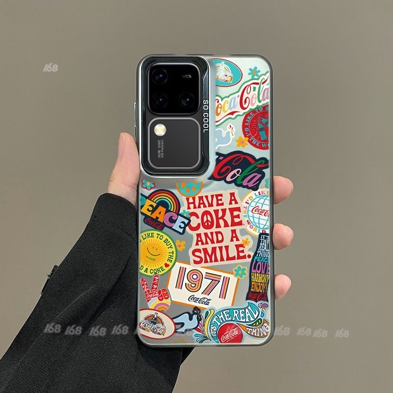 เคส Vivo V30 V29 5G เคส Vivo V30 Pro การ์ตูน สติ๊กเกอร์กราฟฟิตี โคล่า แบรนด์อินเทรนด์ Matte Hard เคสกันกระแทก ฝาครอบโทรศัพท์ปุ่มชุบสุดหรู