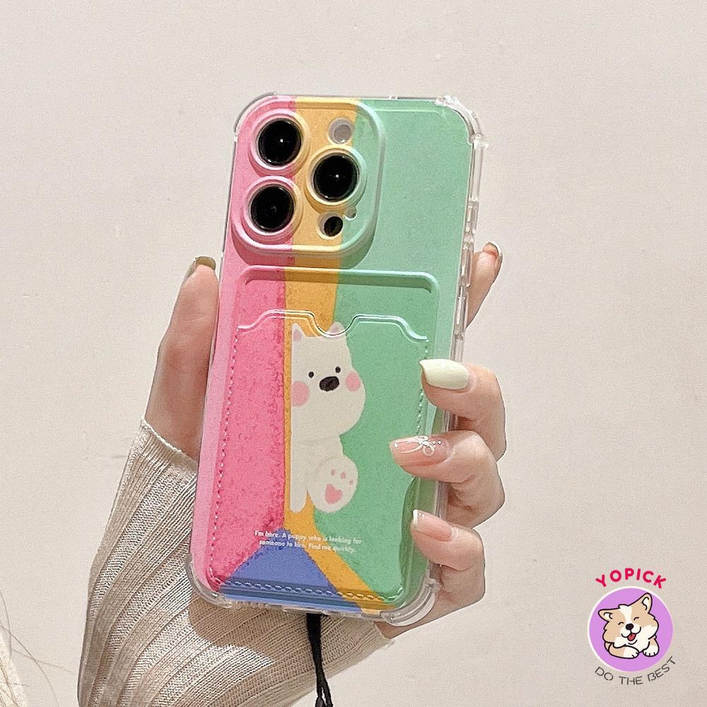 สีสัน Graffiti West Highland สุนัขเคสโทรศัพท์สําหรับ IPhone 11 12 13Mini 14 15Plus 15Pro Max X XR XS Max 6 7 8 Plus SE2020 น่ารักการ์ดแพ็คการ์ดฝาครอบโทรศัพท์สาวการ์ดกรณี KB