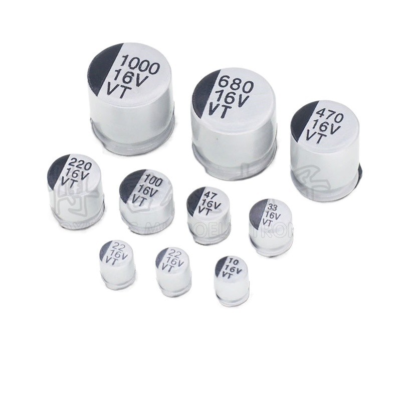 16V Patch อลูมิเนียม Electrolytic Capacitor 10UF 22UF 33UF 47UF 100UF 220UF 470UF 680UF 1000UF Patch