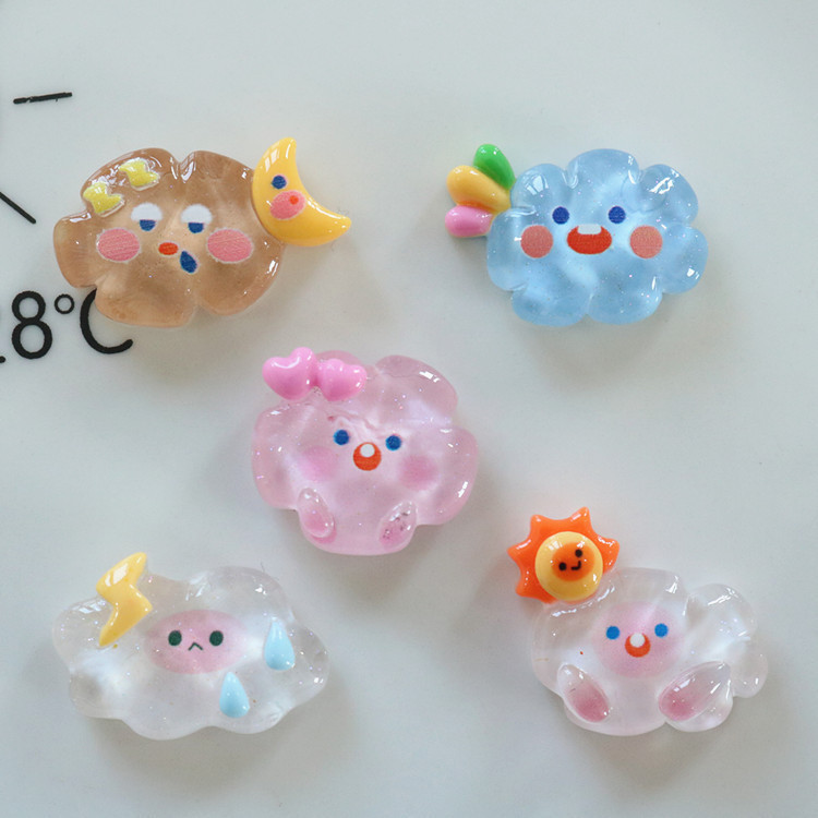 ดวงอาทิตย์เรืองแสงเมฆ DIY เรซินอุปกรณ์ตกแต่งกิ๊บติดผมแม่เหล็กติดตู้เย็นวัสดุจี้ภายในรถยนต์ North K6