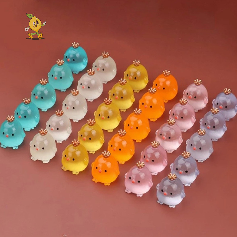 [mozh] Luminous Crown Chick ตุ๊กตาตกแต่งห้องเรซิ่นตกแต่งบ้านและตกแต่งเรืองแสง Miniature Micro ภูมิทัศน์ Ledge เป็ด Elf ของขวัญ [TH]