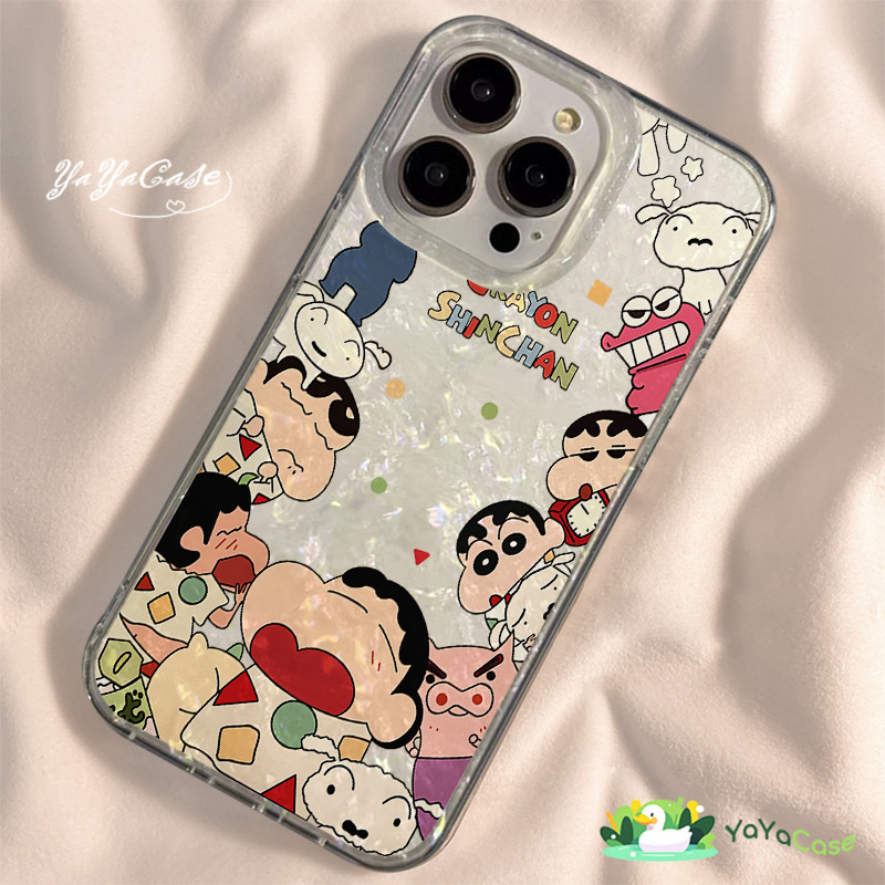 สำหรับ iPhone11 13 Case For เคสไอโฟน14 15 12 pro max 7 8 14 15 Plus X XR XS Max Cute Shinchan Model ขั้นสูงเปลือกหอยเคส