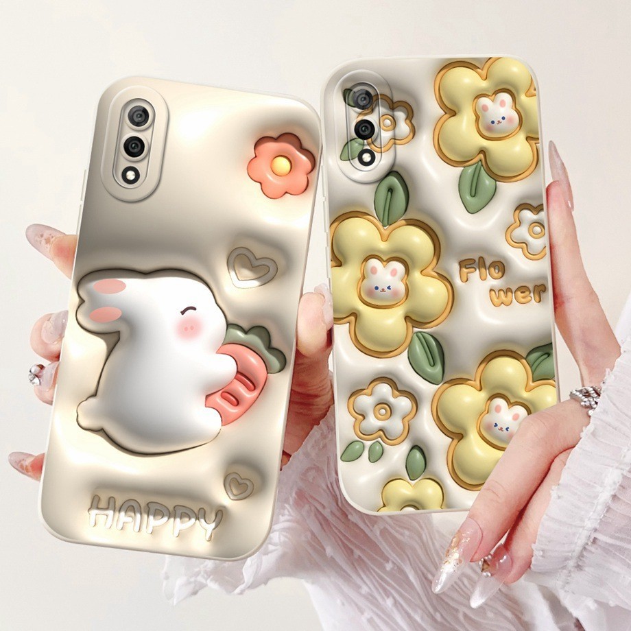 สําหรับ Huawei Y7 Pro (2019) DUB-LX2 ปลอกการ์ตูนดอกไม้รูปแบบความงามเลนส์ป้องกันกล้อง Soft TPU ซิลิโคนฝาครอบโทรศัพท์กรณี