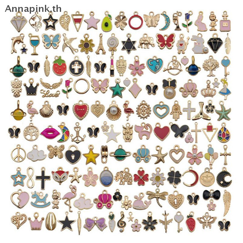 Annapink.th สัตว์ดอกไม้ผสมเคลือบ Ch จี้ DIY สร้อยข้อมือเครื่องประดับทําหัตถกรรม EN