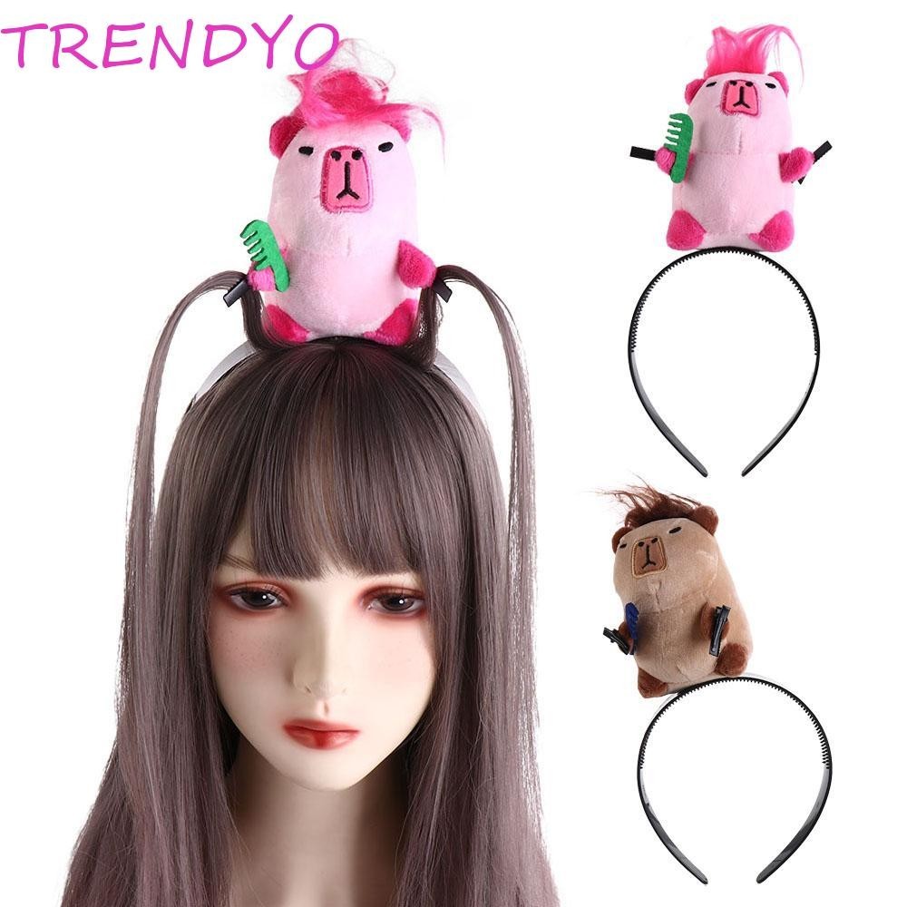 Trendyo ที่คาดผม Capybara, ตุ๊กตาน่าเกลียดห่วงผมตลก, ที่คาดผม Headpiece สไตล์เกาหลีที่สร้างสรรค์ ห่วงผมการ์ตูนสาว/หญิง