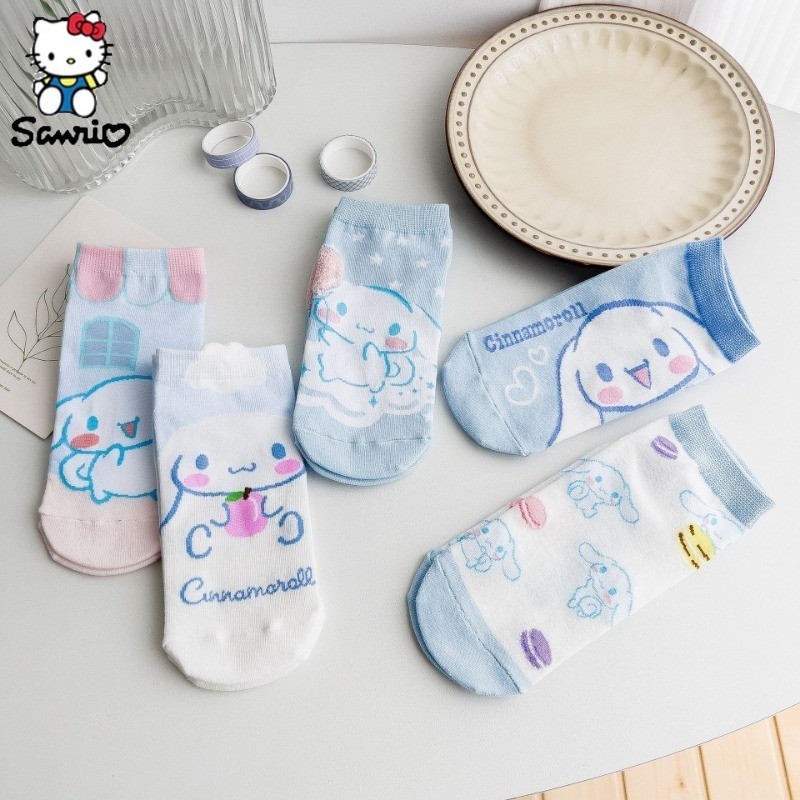 Sanrio Cinnamoroll ถุงเท้าข้อเท้า Kuromi My Melody เด็กการ์ตูนน่ารักถุงเท้าบ้านหวาน Warm Girls