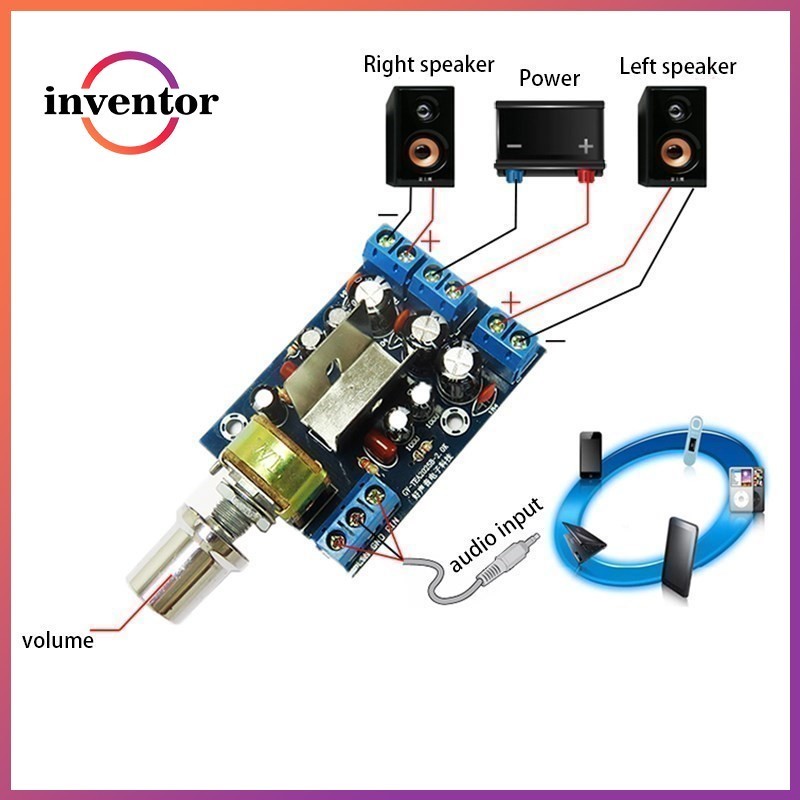 Tea2025b Mini Audio Amplifier Board Dual สเตอริโอ 2.0 ช่องเครื่องขยายเสียงสําหรับลําโพง PC 3 W + 3 W 5 V 9 V 12 V รถ