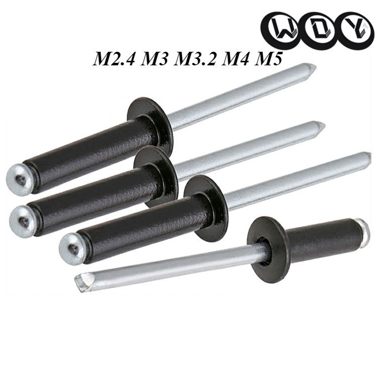M2.4M3M4M5 สีดำ อลูมิเนียม ลูกรีเวท หมุดย้ำ ตะปูยิง หัวกลม / Rivet【YHL-1F】