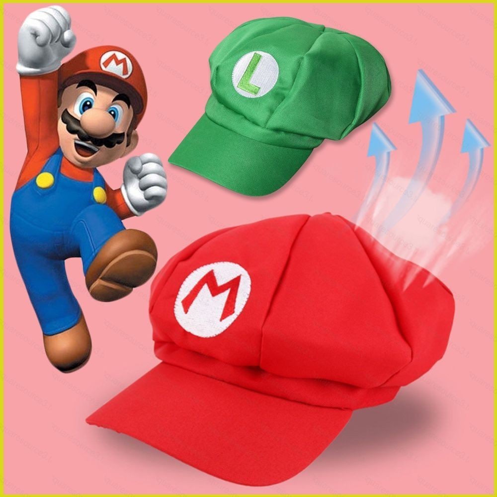 Sq3 Super Mario Bros หมวก Mario Luigi หมวกคอสเพลย์กีฬาสวมสีแดงสีเขียวหมวกสําหรับผู้ใหญ่เด็กฮาโลวีนเค