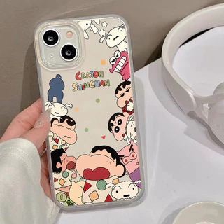 COD-ในไทย🔥เคส เครยอนชินจัง น่ารัก ท่านอนต่างๆ สำหรับ iPhone 7 8 X 11 12 13 14 15 TPU เคสใสไอโฟน น้ำค้างแข็งเคส Unisex