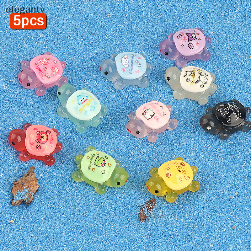 Egn 5 ชิ้น Mini Luminous Sanrio เต่าเครื่องประดับรถ Micro Landscape Decor ตุ๊กตา House ฉากตกแต่งเดสก์ท็อปปลาตกแต่งของเล่น N