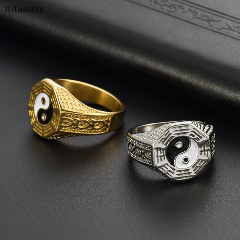 Ritasday Yin Yang Tai Chi แหวน Zodiac Qian Kun Bagua ปรับแหวนนิ้ว Lucky เครื่องประดับมงคลของขวัญใหม่