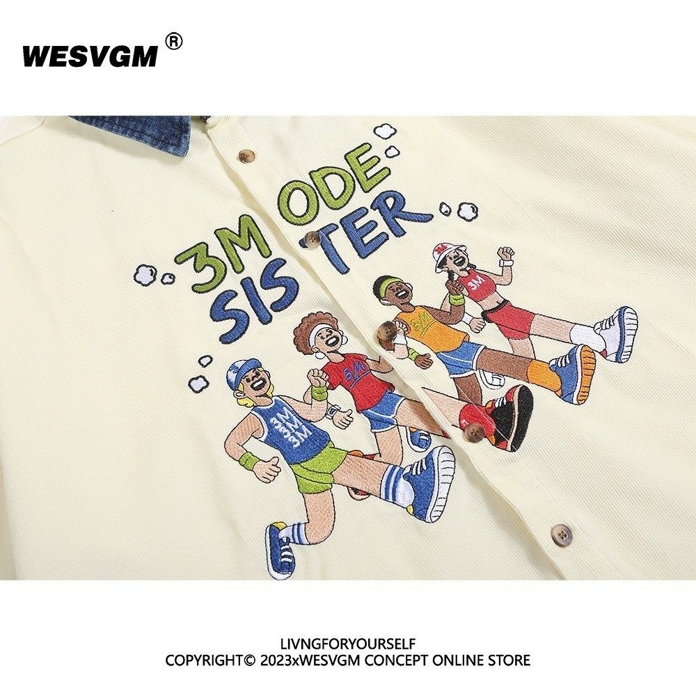 ฤดูร้อนอเมริกันย้อนยุคปักเย็บปะติดปะต่อกันแขนสั้นเสื้อผู้ชายและผู้หญิงหลวมแนวโน้มด้านบน