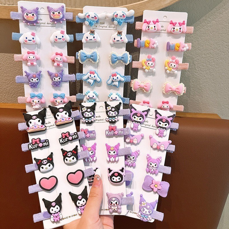 Sanrio Barrette Hello Kitty Melody Cinnamoroll กิ๊บติดผมการ์ตูน Barrette แถบคาดศีรษะเด็กแฟชั่นอุปกรณ์เสริมผมของขวัญ