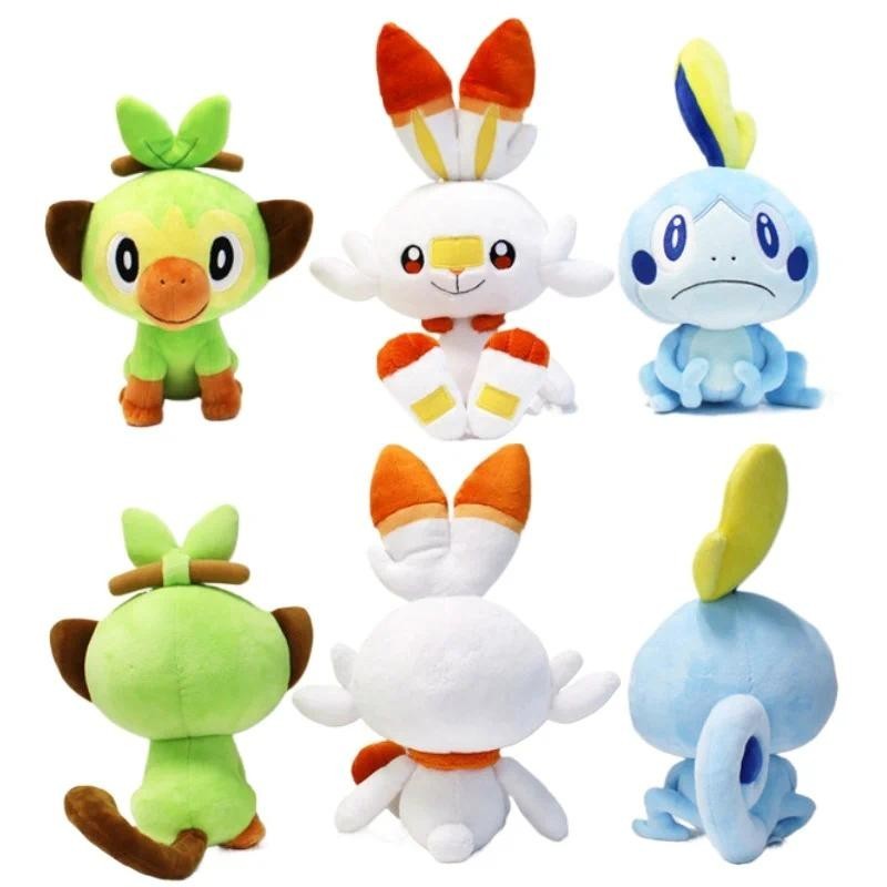 Scorbunny Sobble Grookey อะนิเมะรูป Pokemon Plush ดาบโล่ตุ๊กตาการ์ตูนตุ๊กตาของเล่นเด็กของขวัญ