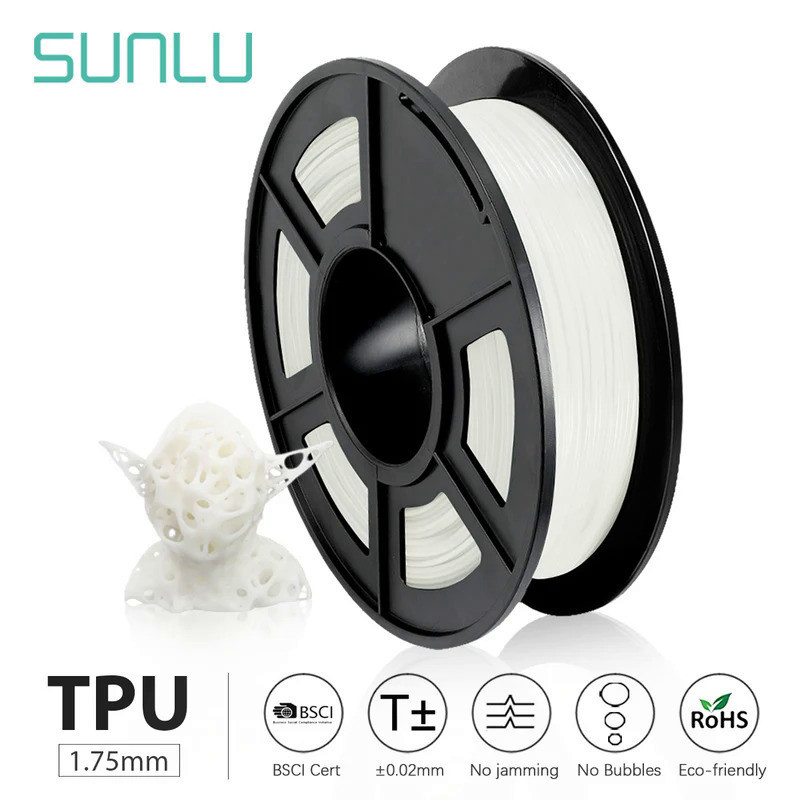 SUNLU TPU Flexible Filament 1.75MM High Resilience Flexible TPU 3d Printer Filament 0.5kg Fast Shipp