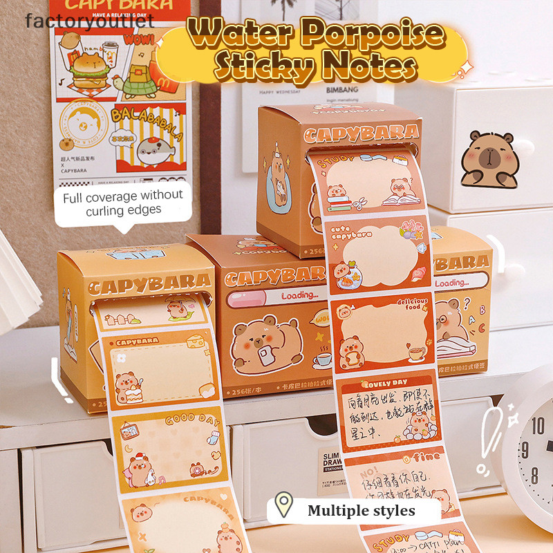 Flth 100/256Sheepts Kawaii เครื่องเขียนน่ารักการ์ตูน Capybara Sticky Notes อุปกรณ์สํานักงาน Creative Tearable Pull-out ประเภทหมายเหตุกระดาษ Vary