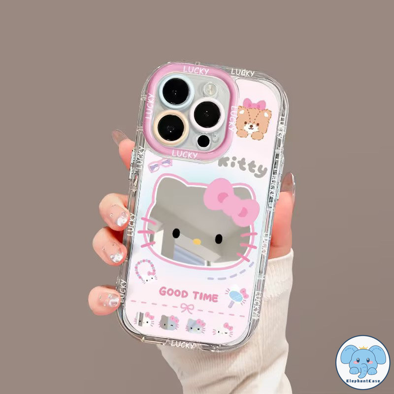 กล่องกำไลข้อมือหัวโบว์น่ารัก Hello Kitty โบว์เข้ากันได้กับ IPhone 11 13 XR 15 7Plus 12 14 Pro Max 15 8 14Plus X XS Max